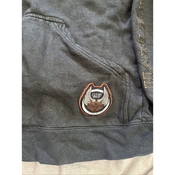 Harley-Davidson Mens Black 105th Anniversary American Full-Zip Hoodie Size M - Picture 2 of 6